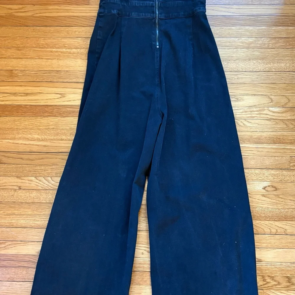 VENUS stretch denim Black Wide-Leg Jumpsuit - Picture 7 of 12